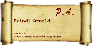 Prindl Arnold névjegykártya